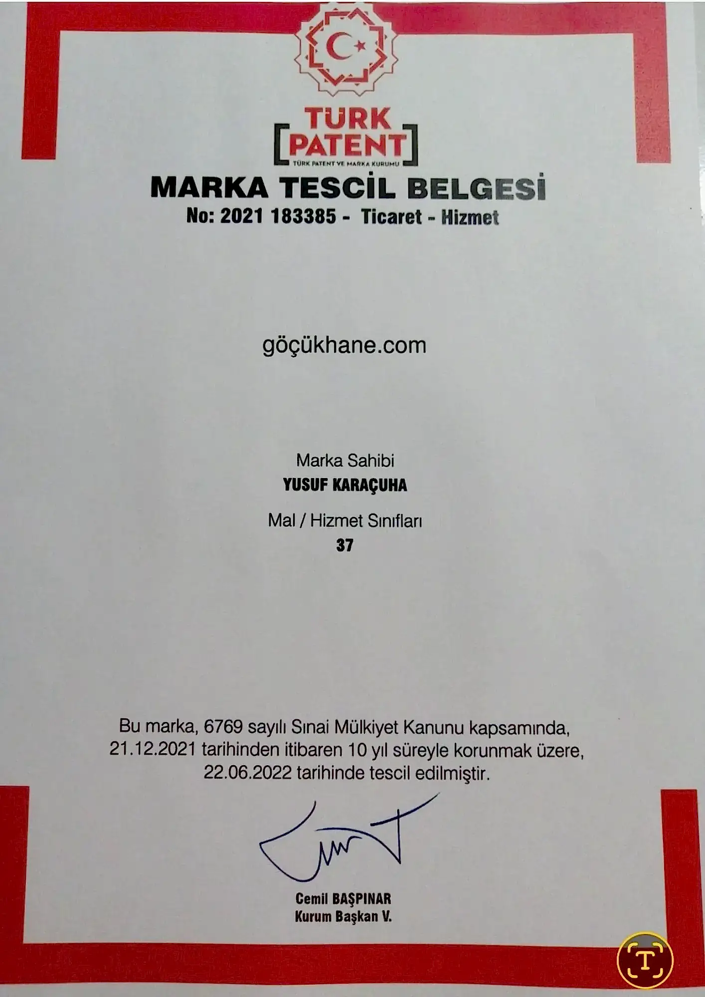 Marka Tescil Belgesi